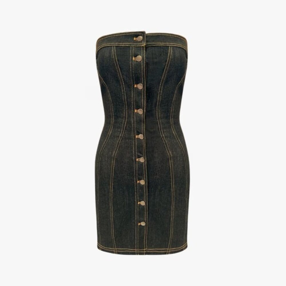 Dana Denim Mini Dress Dark Denim | Size L | NWT